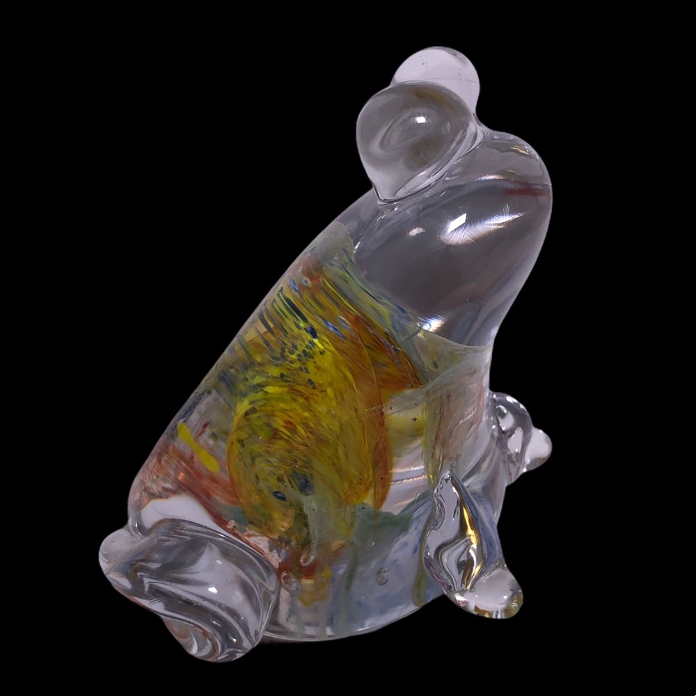 Art Glass Frog Paperweight 3.5” Figurine